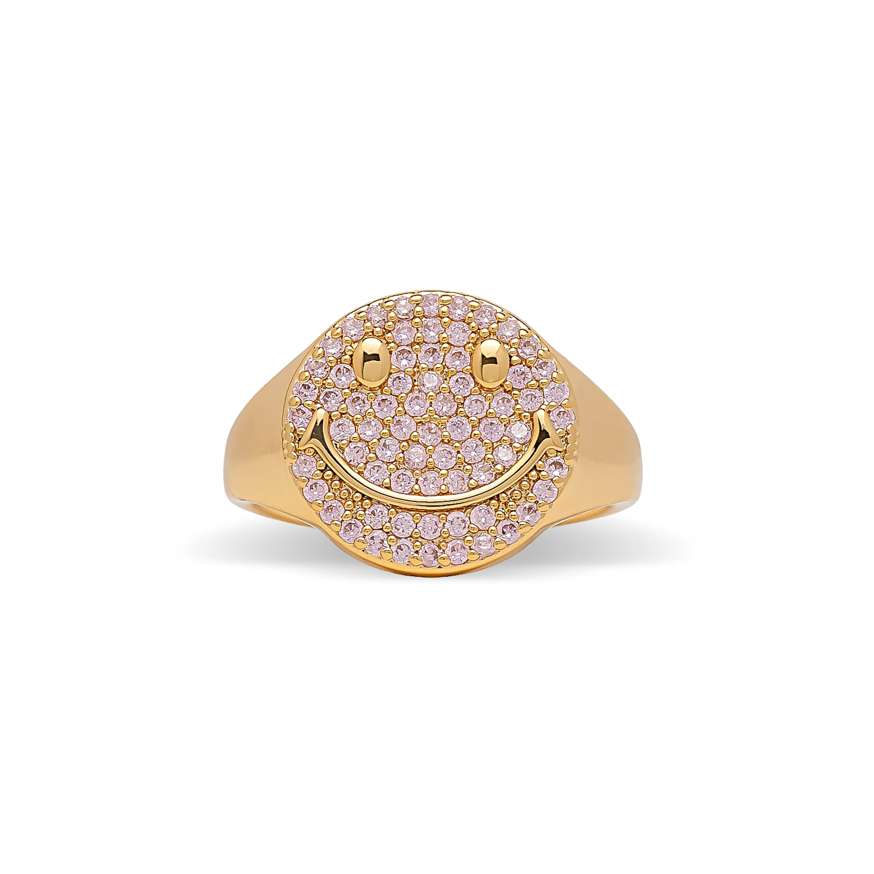 Baby Pink Zirconia Smiley Face Ring
