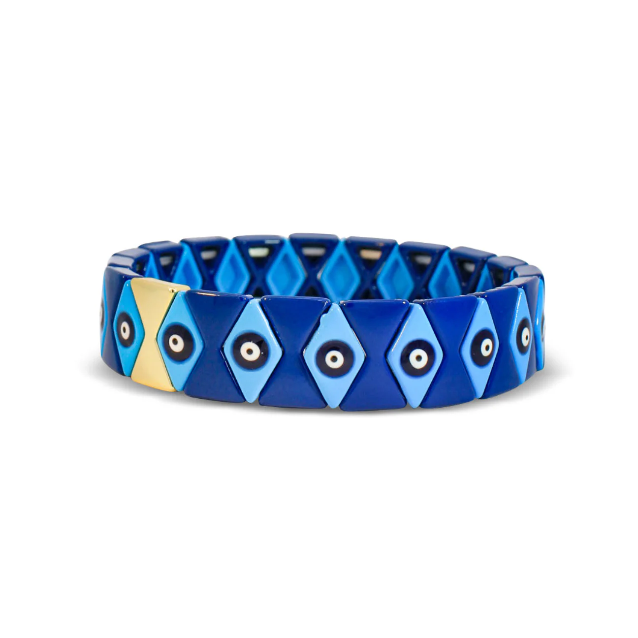 Blue Evil Eye Diamond Pattern Metal Bracelet