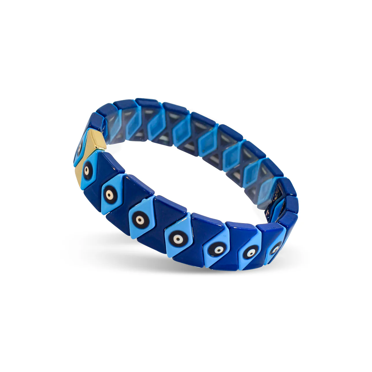 Blue Evil Eye Diamond Pattern Metal Bracelet - Image 3