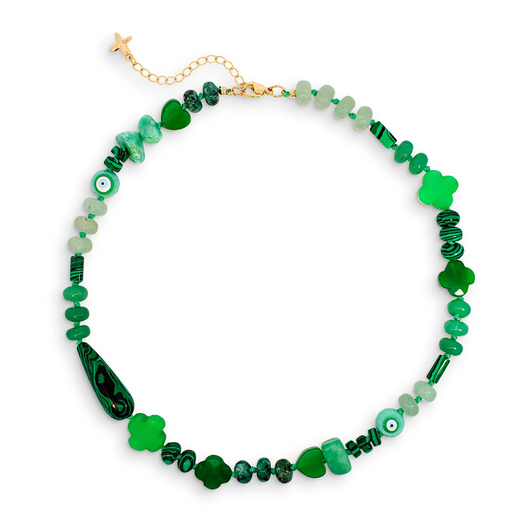 Green Aventurine Stone Beaded Charm Necklace