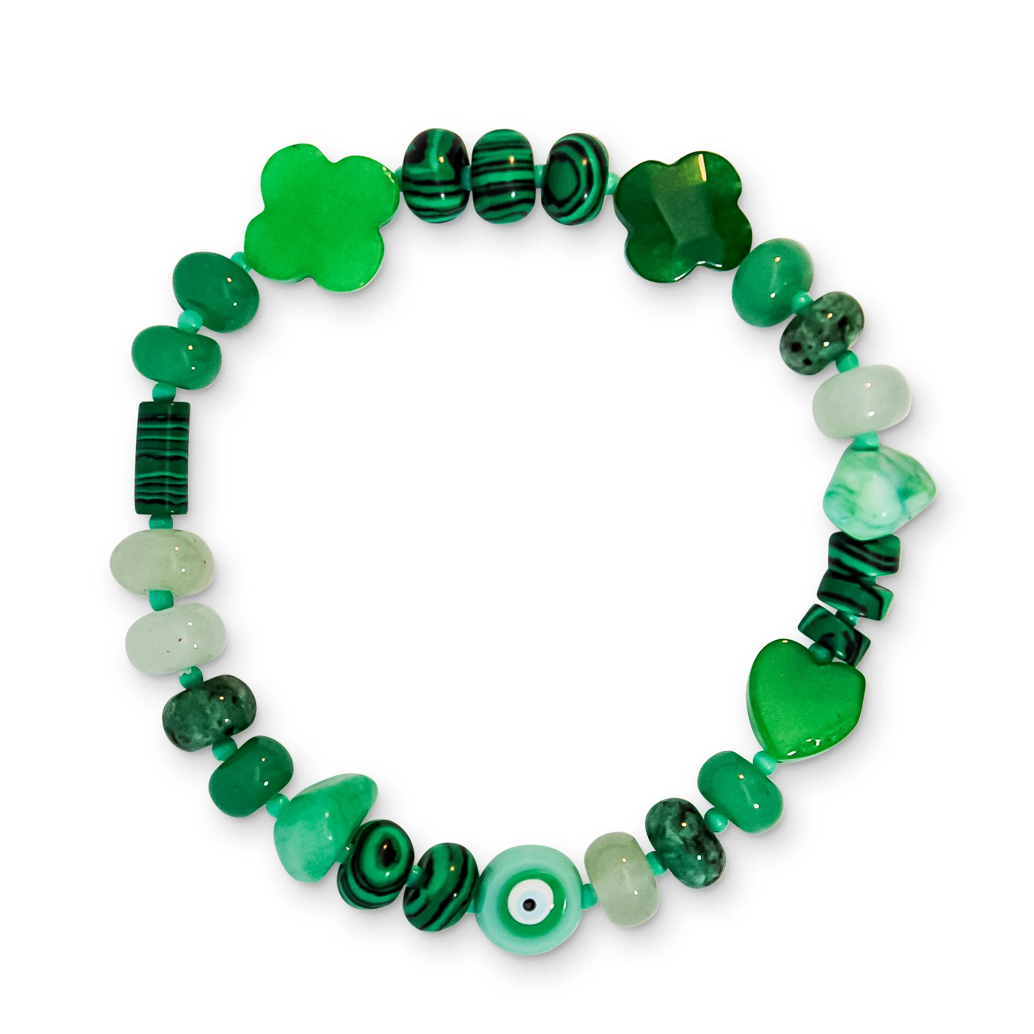 Green Aventurine Stone Beaded Charm Bracelet