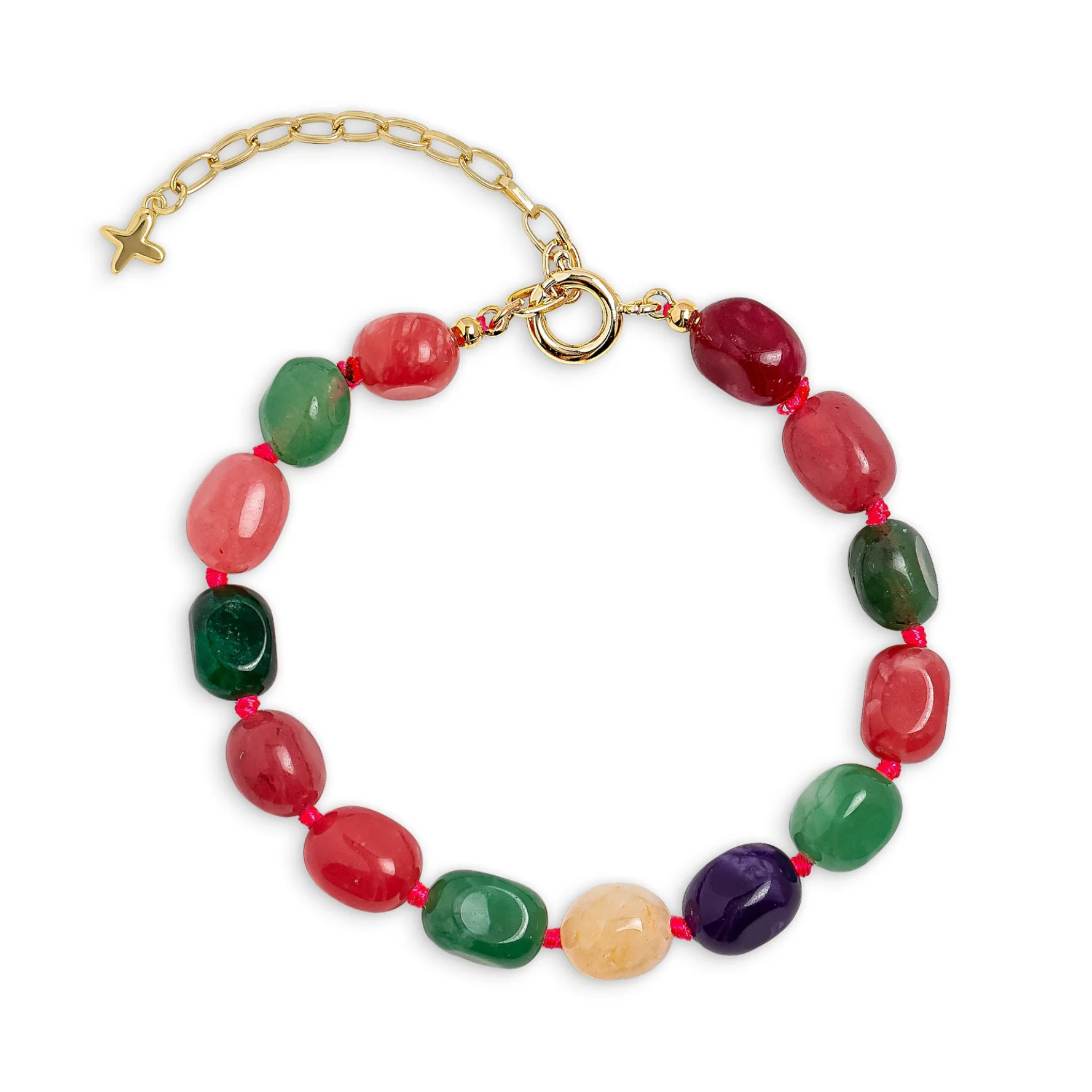Multicoloured Mixed Jade Stone Chunky Beaded Bracelet