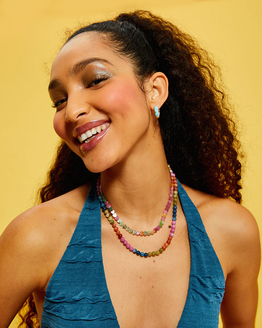 Multicoloured Mixed Jade Stone Heart Necklace - Image 2