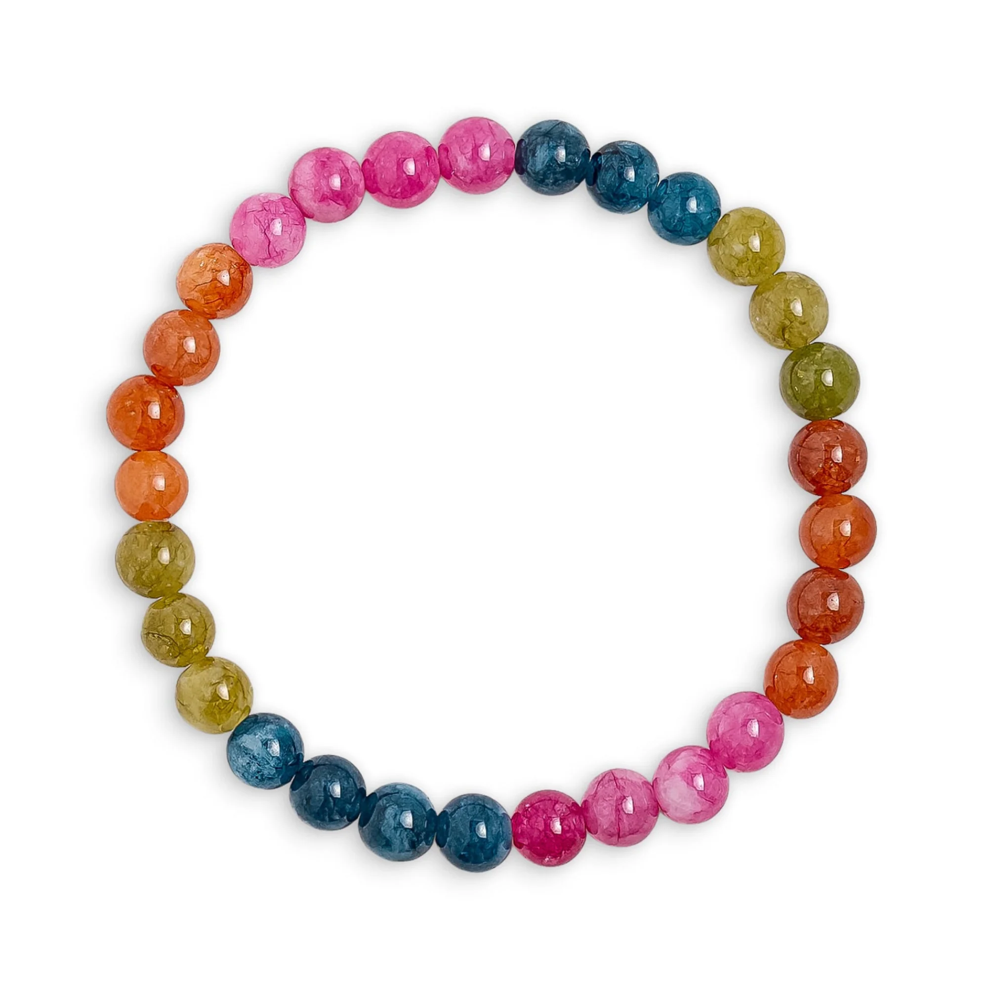 Multicoloured Mixed Jade Stone Round Beaded Bracelet