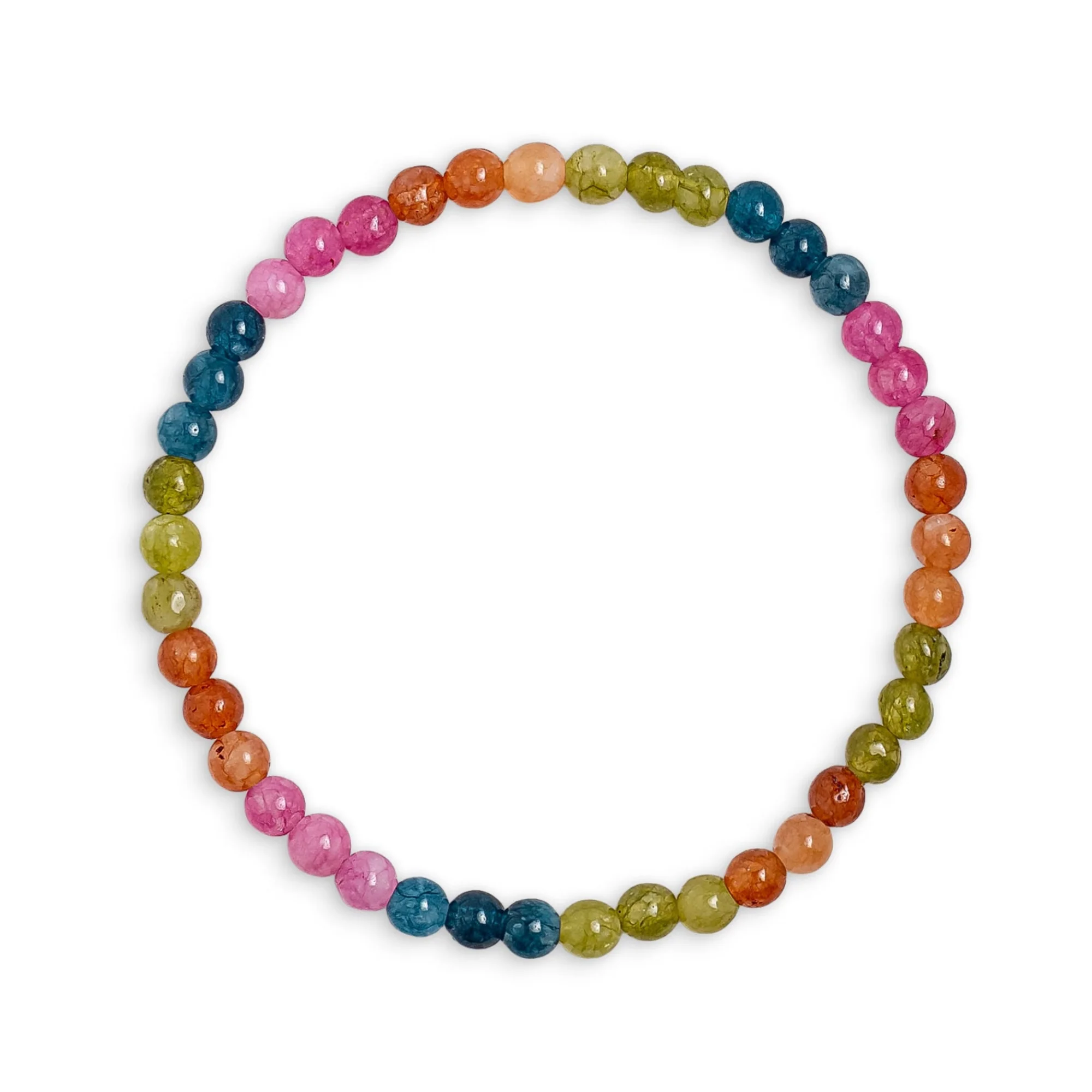Multicoloured Mixed Jade Stone Small Beaded Bracelet