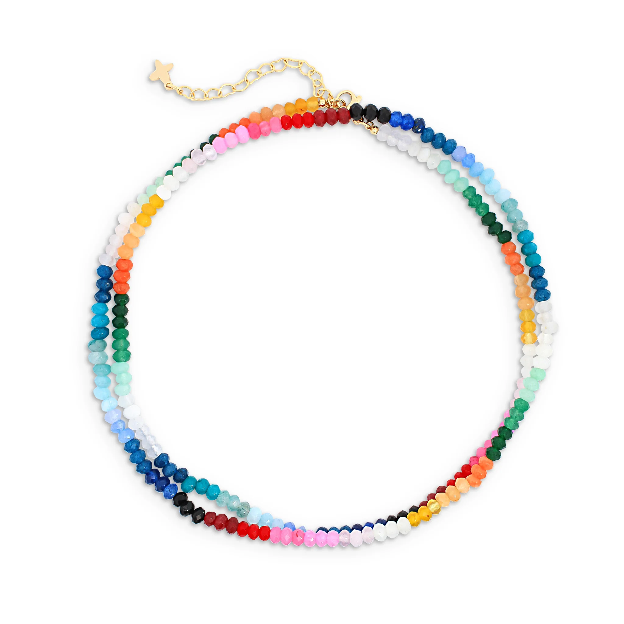 Multicoloured Natural Jade Stone Long Necklace