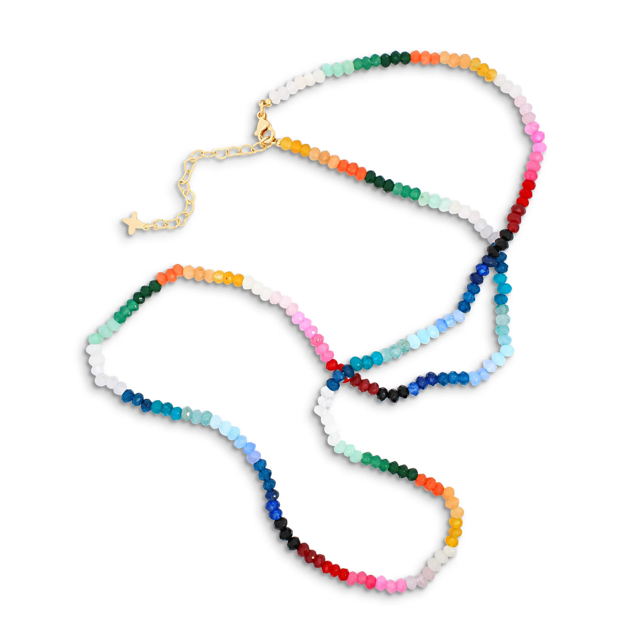 Multicoloured Natural Jade Stone Long Necklace - Image 2