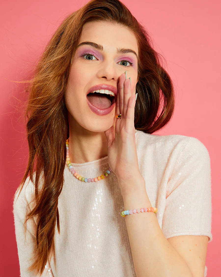 Multicoloured Pastel Jade Stone Natural Beaded Necklace - Image 2