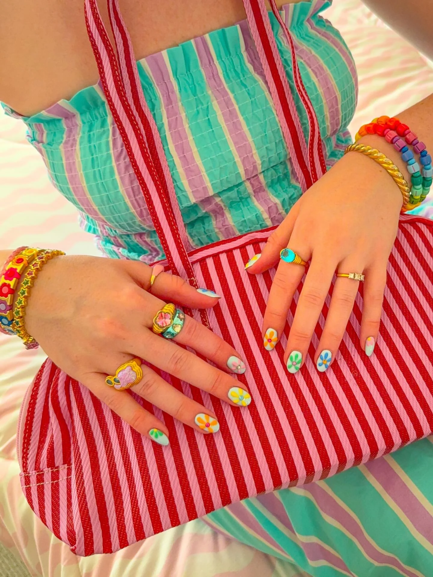 Multicoloured Rainbow Chunky Beaded Necklace - Image 2