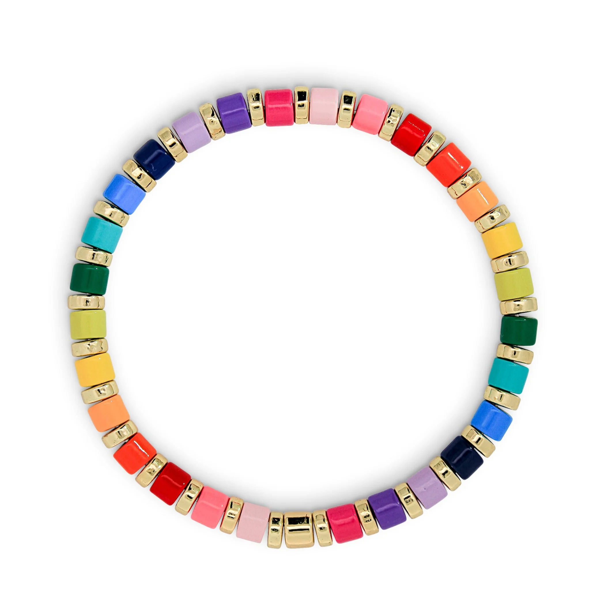 Multicoloured Rainbow Metal Beaded Bracelet