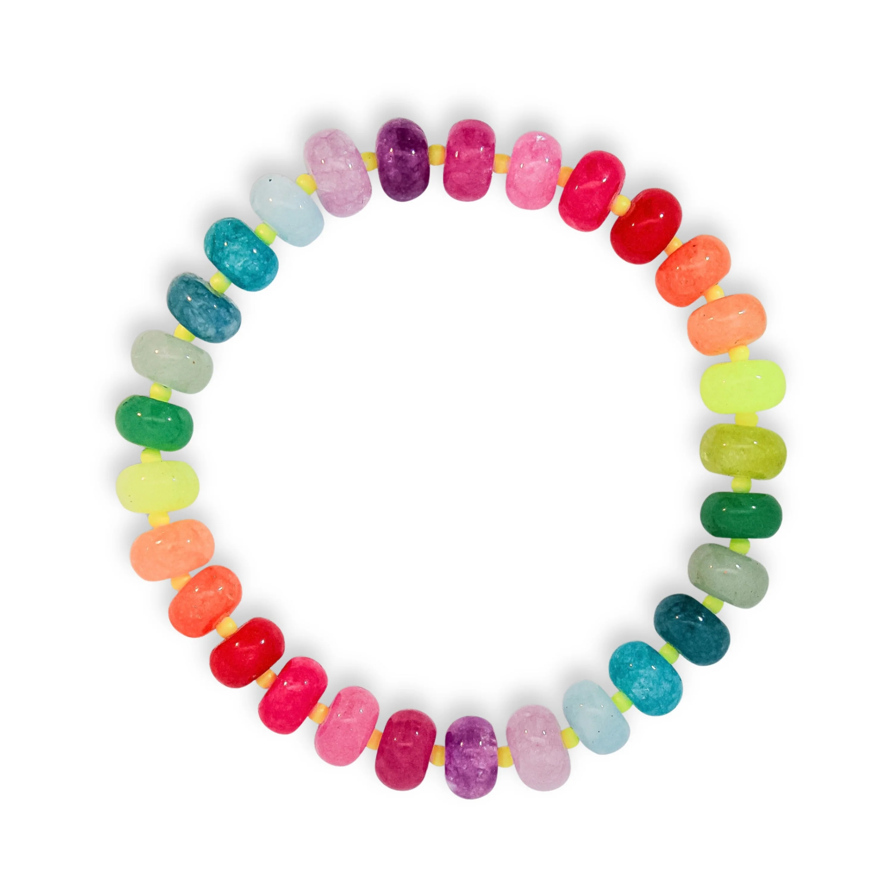 Multicoloured Rainbow Mixed Jade Stone Natural Beaded Bracelet