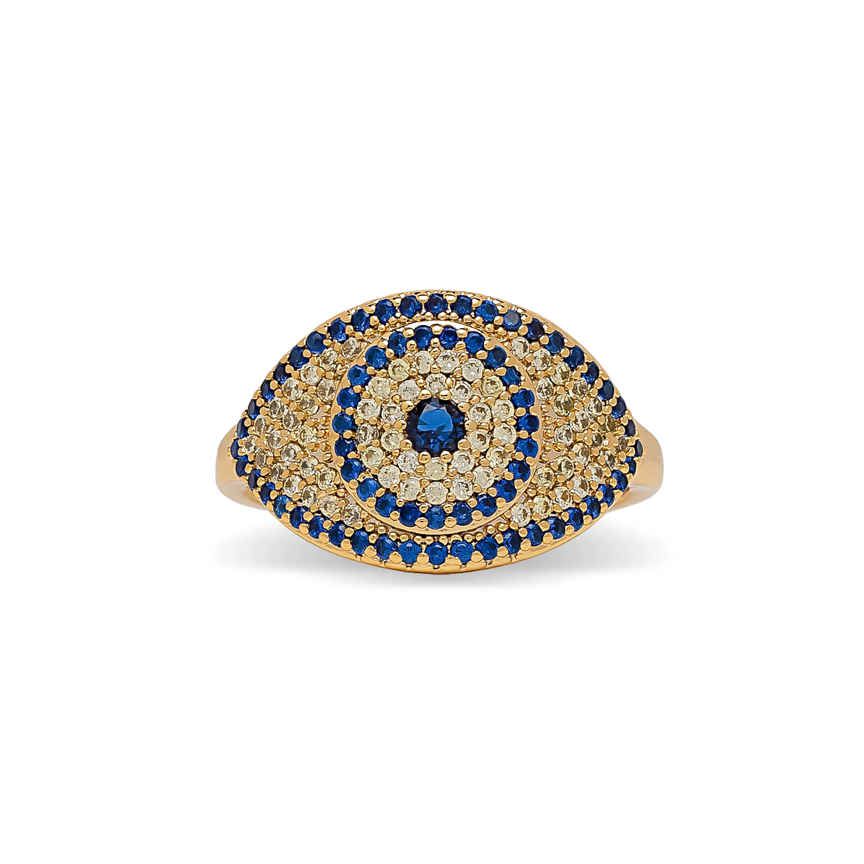 Navy Blue Evil Eye Cubic Zirconia Ring
