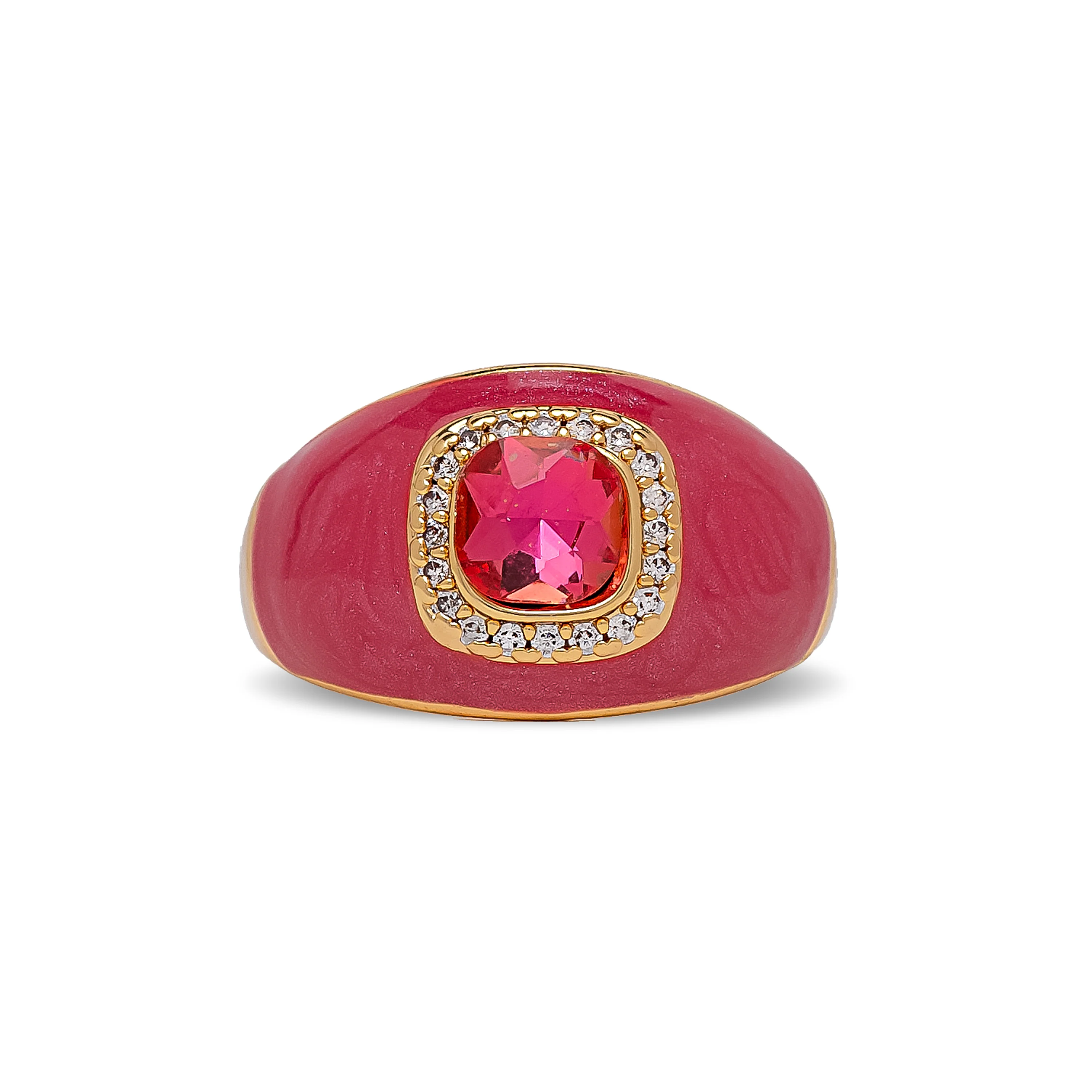 Neon Pink Chunky Embellished Ring