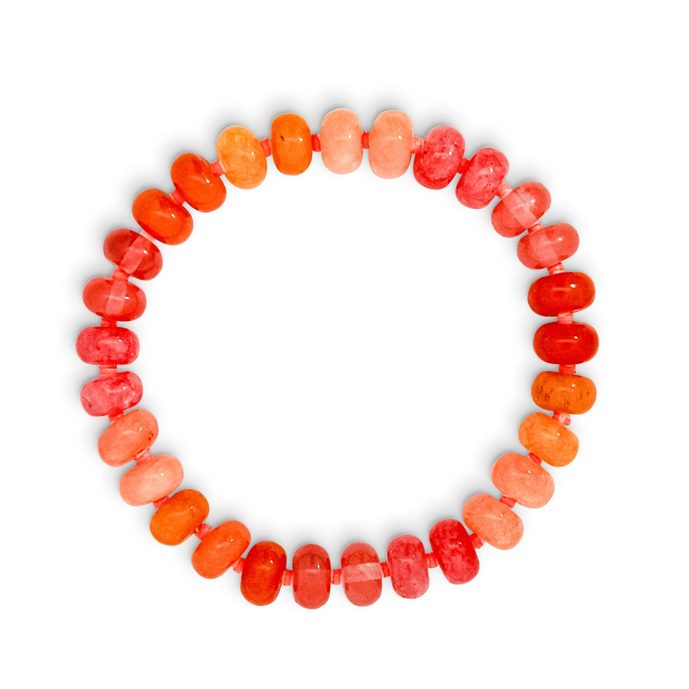 Orange, Pink & Coral Mixed Jade Stone Natural Beaded Bracelet