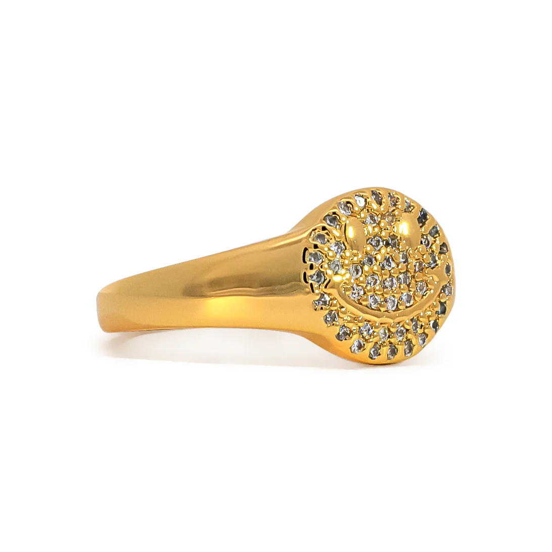 Smiley Face Full Pave Embellished Ring - Image 3